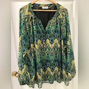 Calvin Klein Geometric Blouse – Size Large